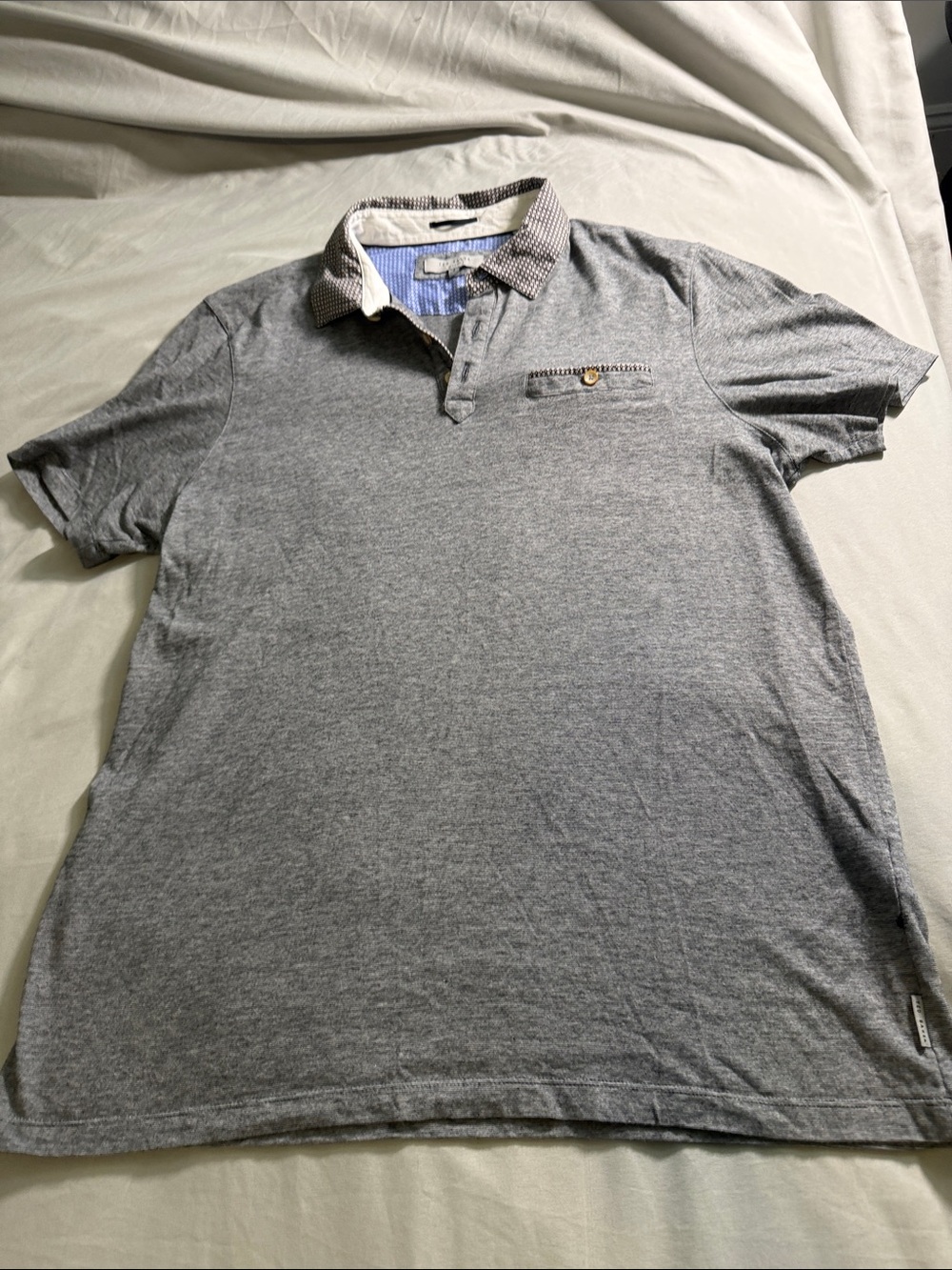 Ted Baker Heather Gray Polo with Contrast Trim